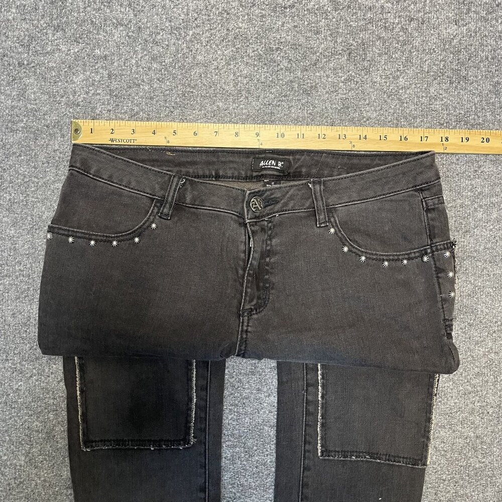 Allen B Schwartz Black Gray Studded Jeans Snap Ankles Rock Moto Size 12 - Picture 5 of 12